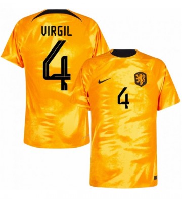 Netherlands Virgil van Dijk #4 Replica Home Stadium Shirt World Cup 2022 Short Sleeve